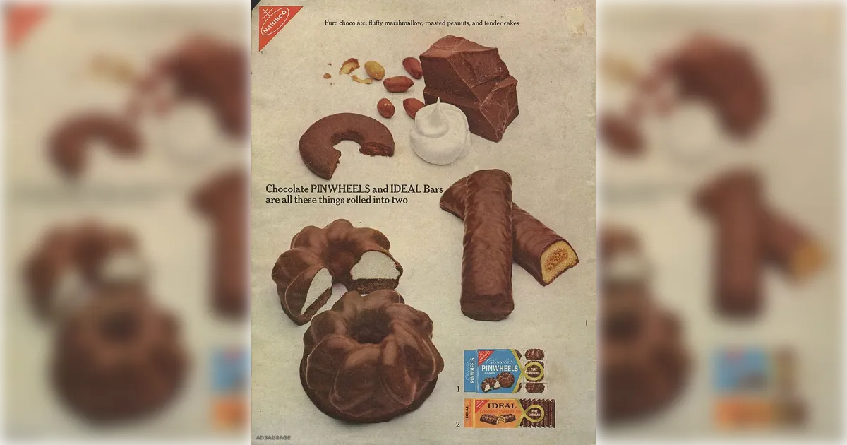 Nabisco Vintage Nabisco magazine ad for Chocolate Pinwheels and Ideal Bars