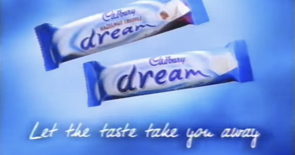 Cadbury Dream white chocolate bars, including Hazelnut Truffle, in TV advert
