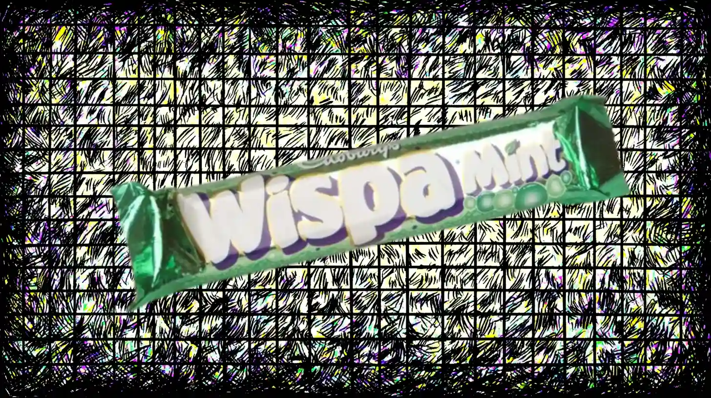 Cadbury's Wispa Mint chocolate bar in green and white wrapper