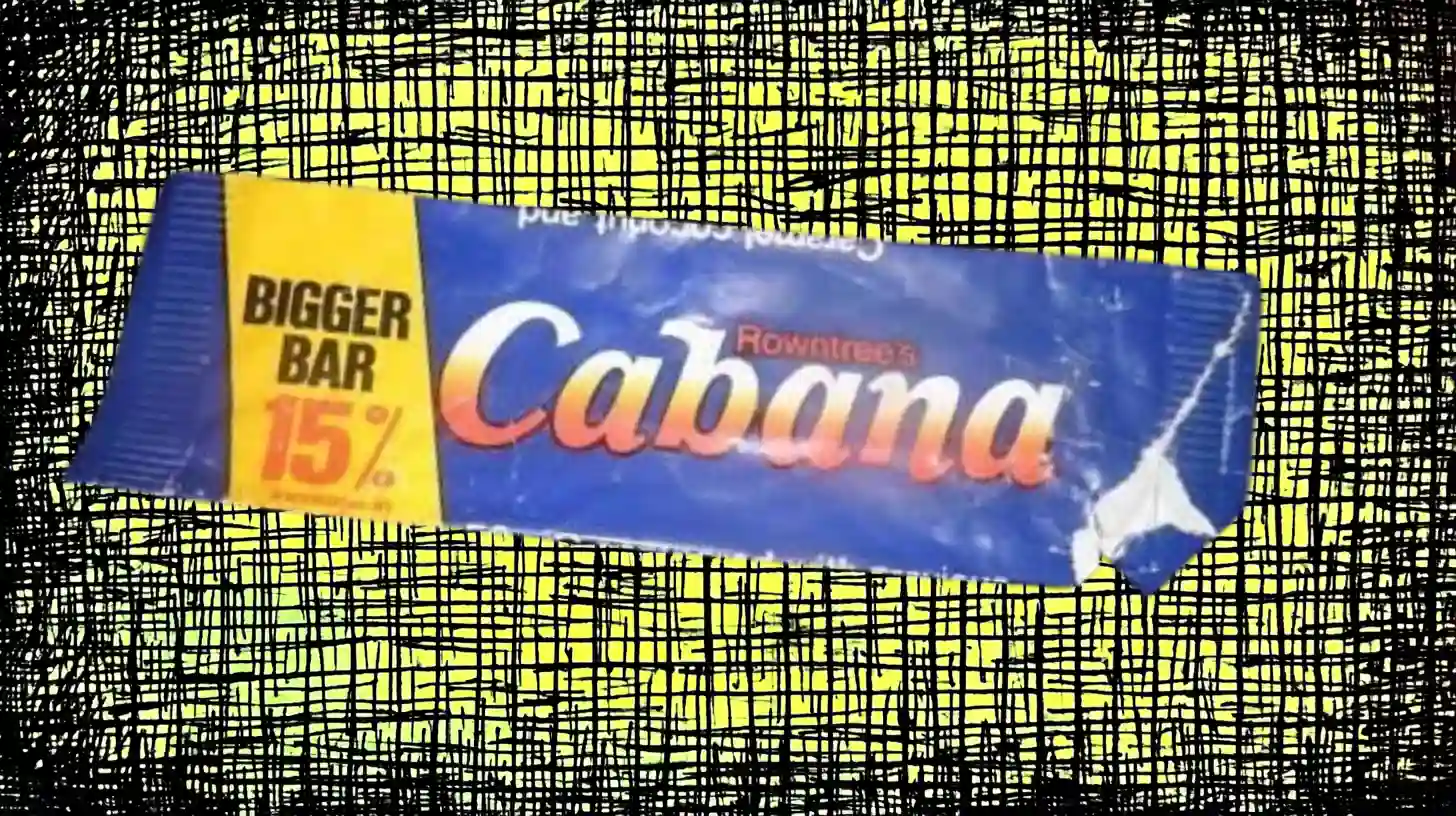 Rowntree's Cabana bar in blue wrapper with Bigger Bar 15% flash