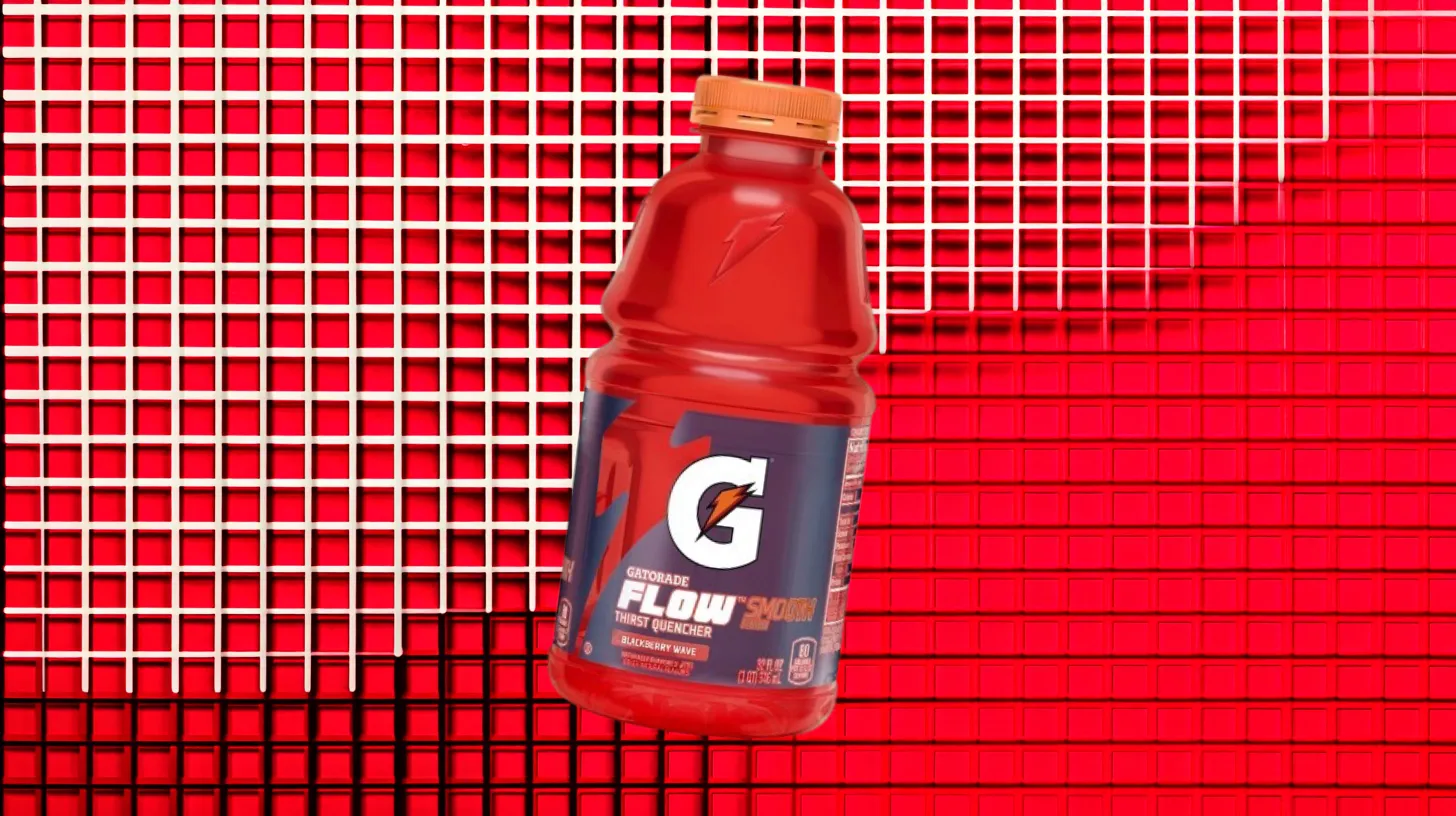 Gatorade Flow Blackberry Wave bottle, purple label with orange cap