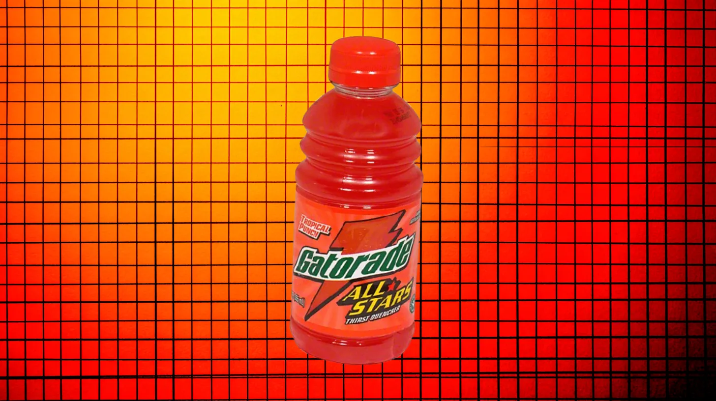 Gatorade All Stars Tropical Punch bottle, red drink and red cap