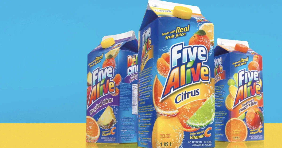 The Coca-Cola Company Five Alive juice cartons in Citrus, Tropical Citrus and Peach Citrus