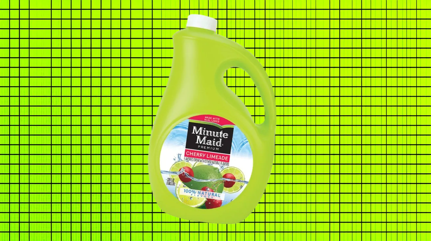 The Coca-Cola Company Minute Maid Premium Cherry Limeade gallon jug with green drink