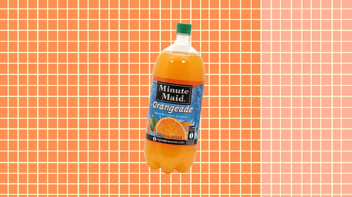 The Coca-Cola Company Minute Maid Orangeade two-liter bottle with blue label