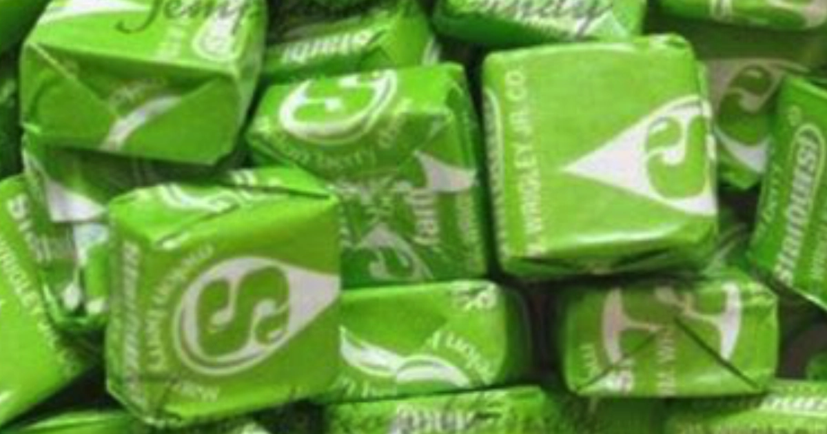Mars, Inc. Close-up pile of green-wrapped Starburst fruit chew candies