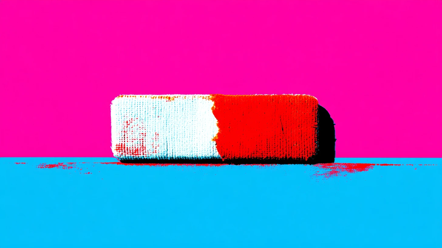 Old Bandage jelly bean illustration © History Oasis Blood-soaked gauze bandage pad on pink and blue background