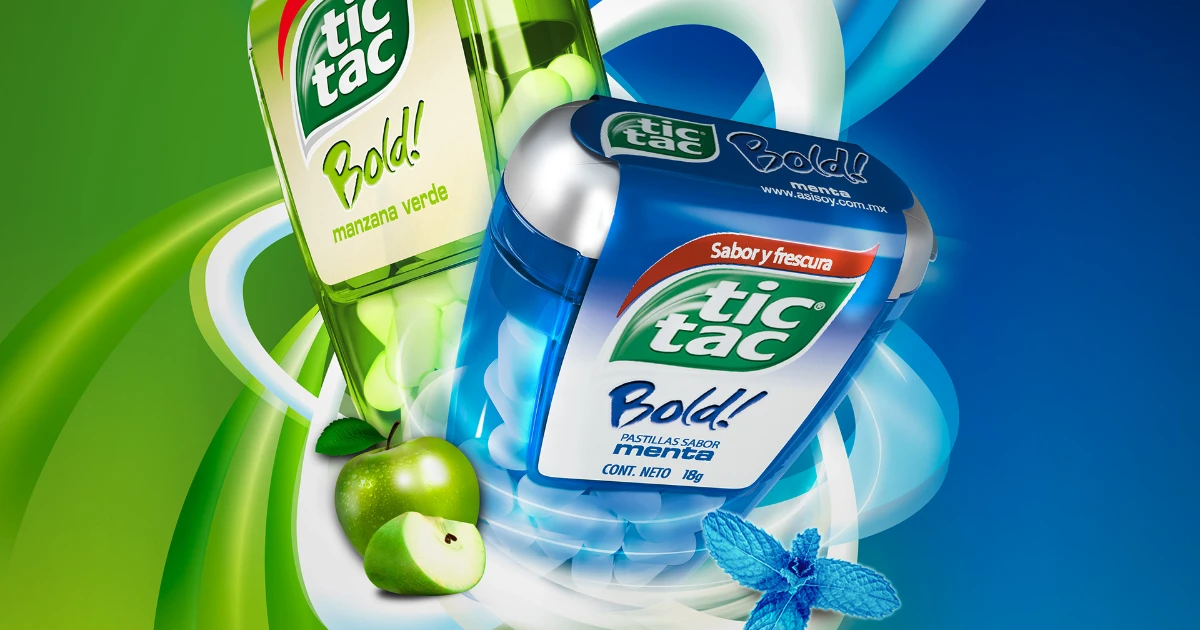 Ferrero Tic Tac Bold green apple and mint packs promotional graphic