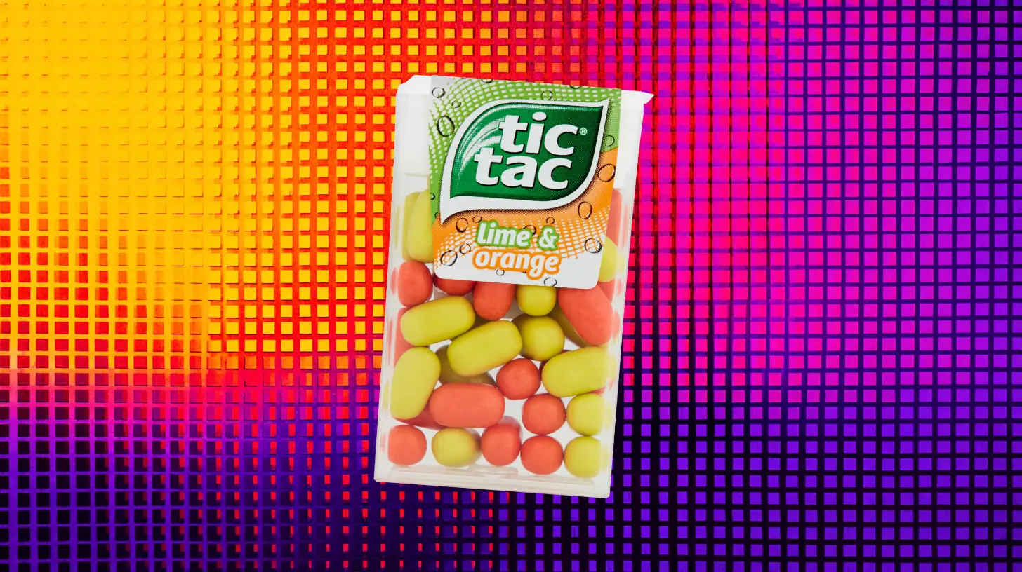 Ferrero Tic Tac Lime and Orange pack with yellow and orange mints