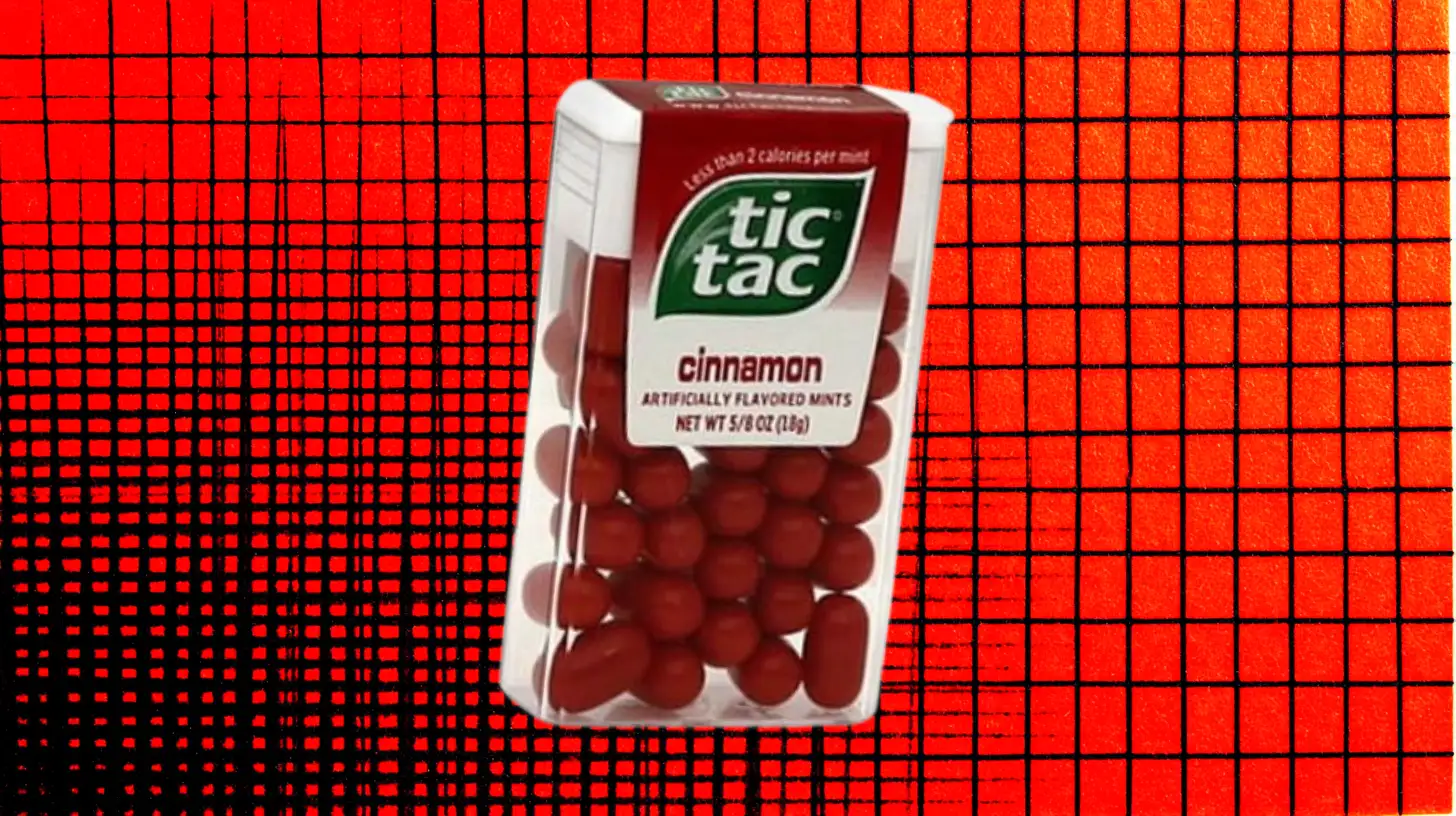 Ferrero Cinnamon Tic Tac pack filled with red mints