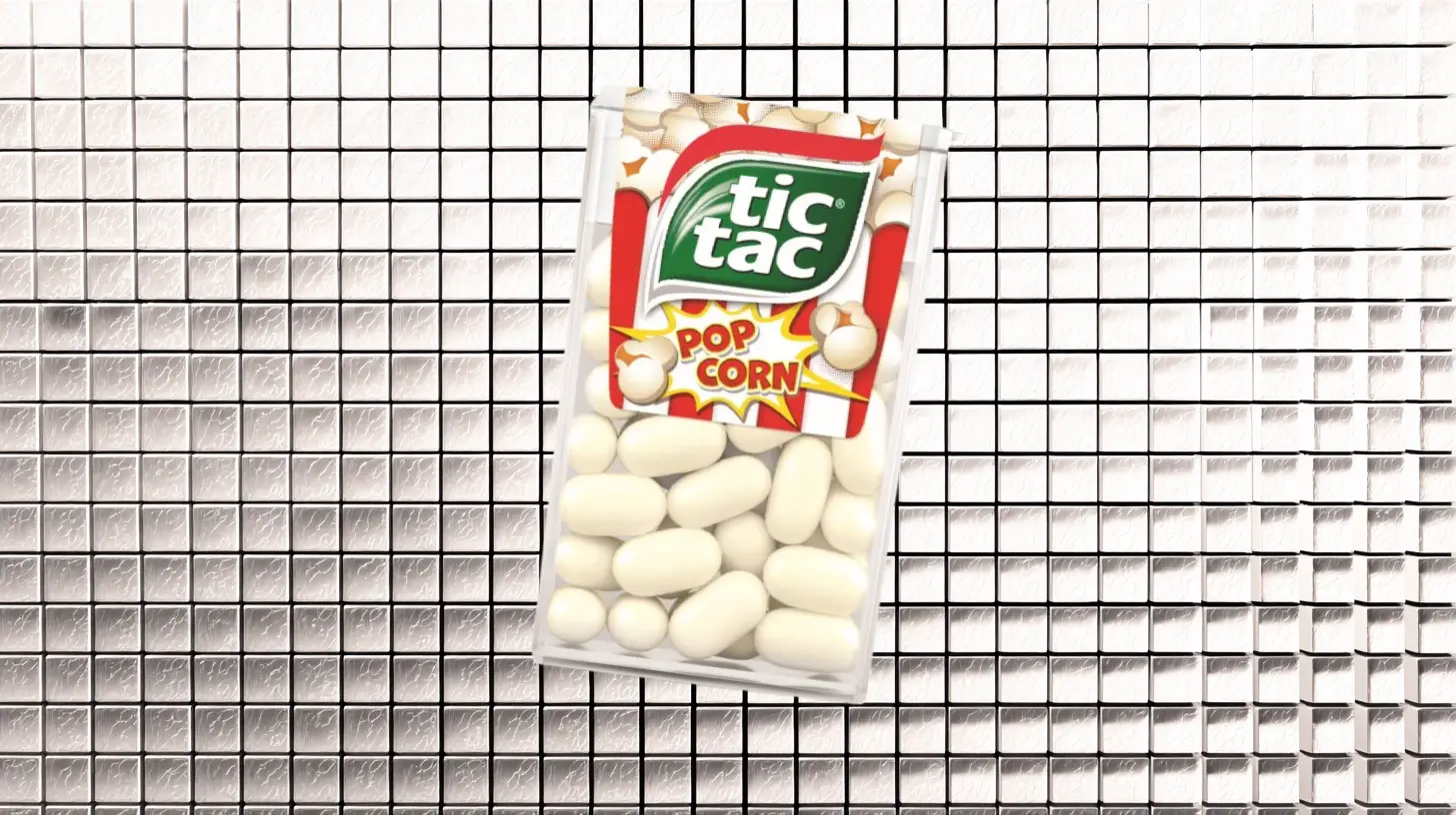 Ferrero Tic Tac Popcorn pack filled with white mints