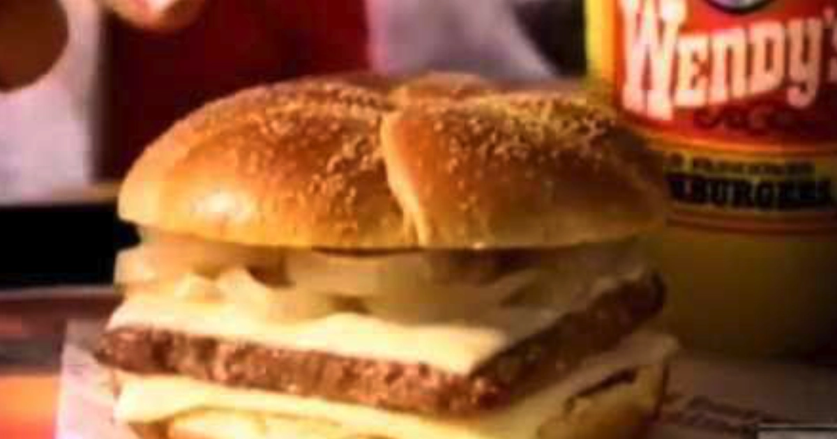 Wendy's Wendy Melt burger with Swiss cheese and grilled onions on Kaiser bun
