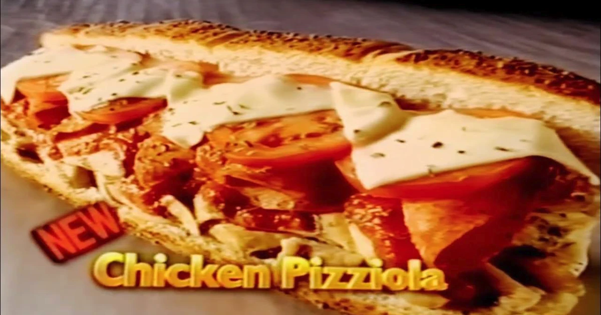 Subway Subway Chicken Pizziola sandwich in a vintage TV commercial