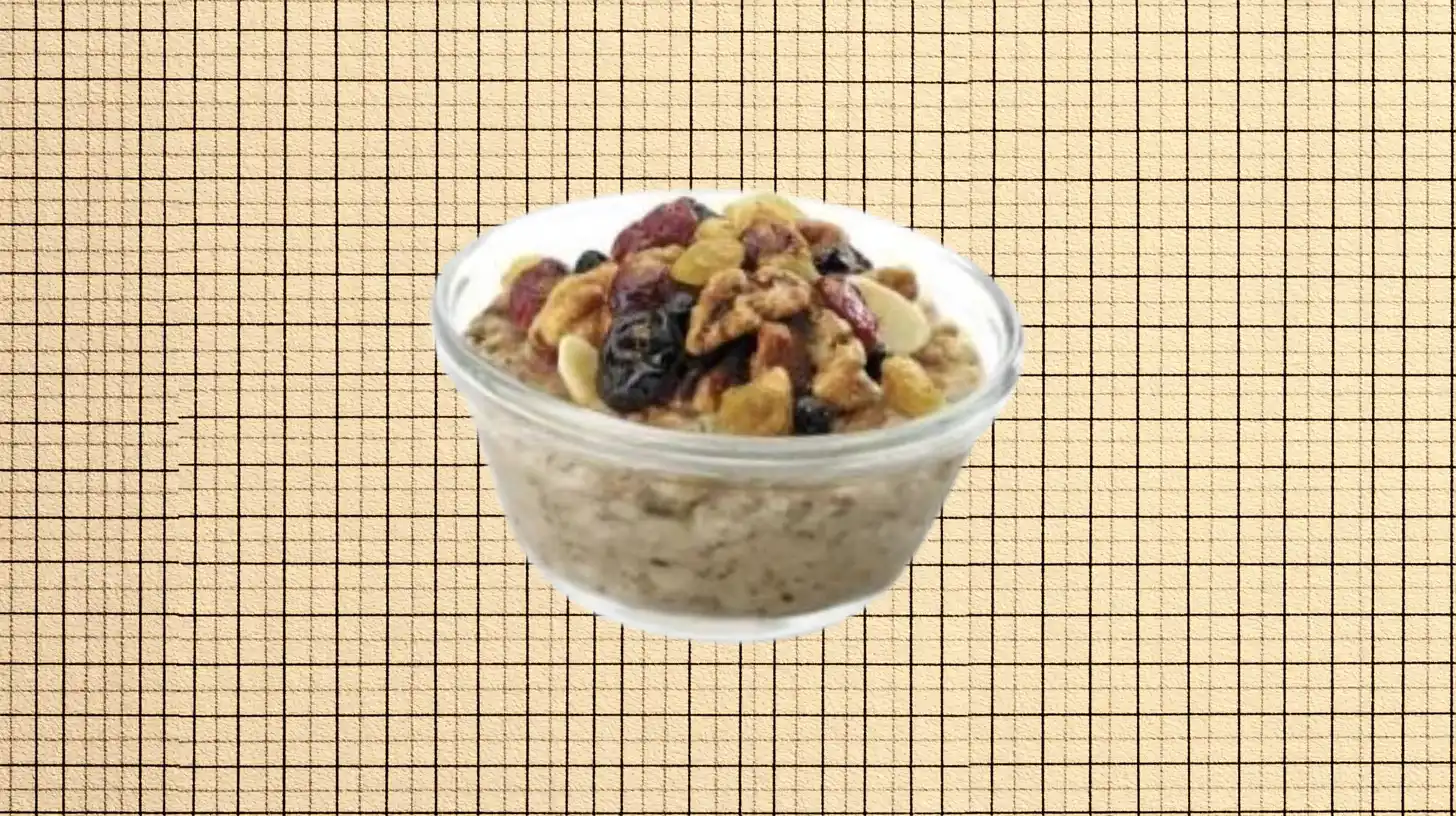 Chick-fil-A oatmeal cup topped with dried berries, raisins, and nuts