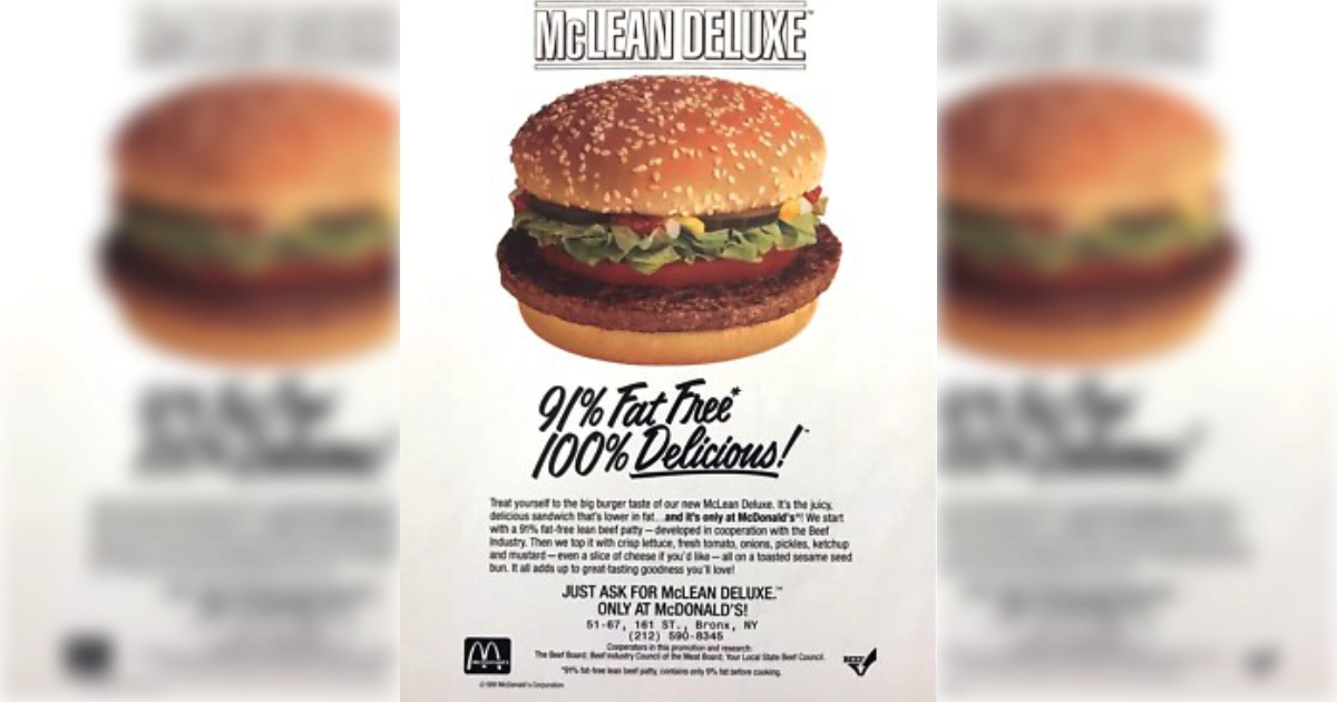 McLean Deluxe burger vintage McDonald’s print advertisement