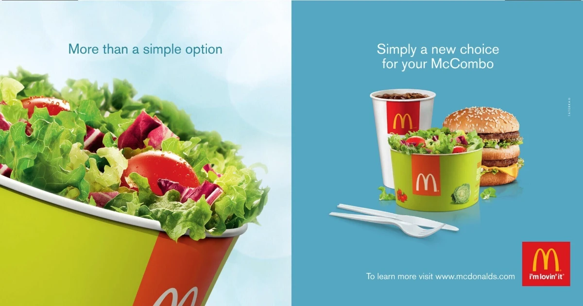 McDonald’s garden salad bowl advertisement with McCombo meal