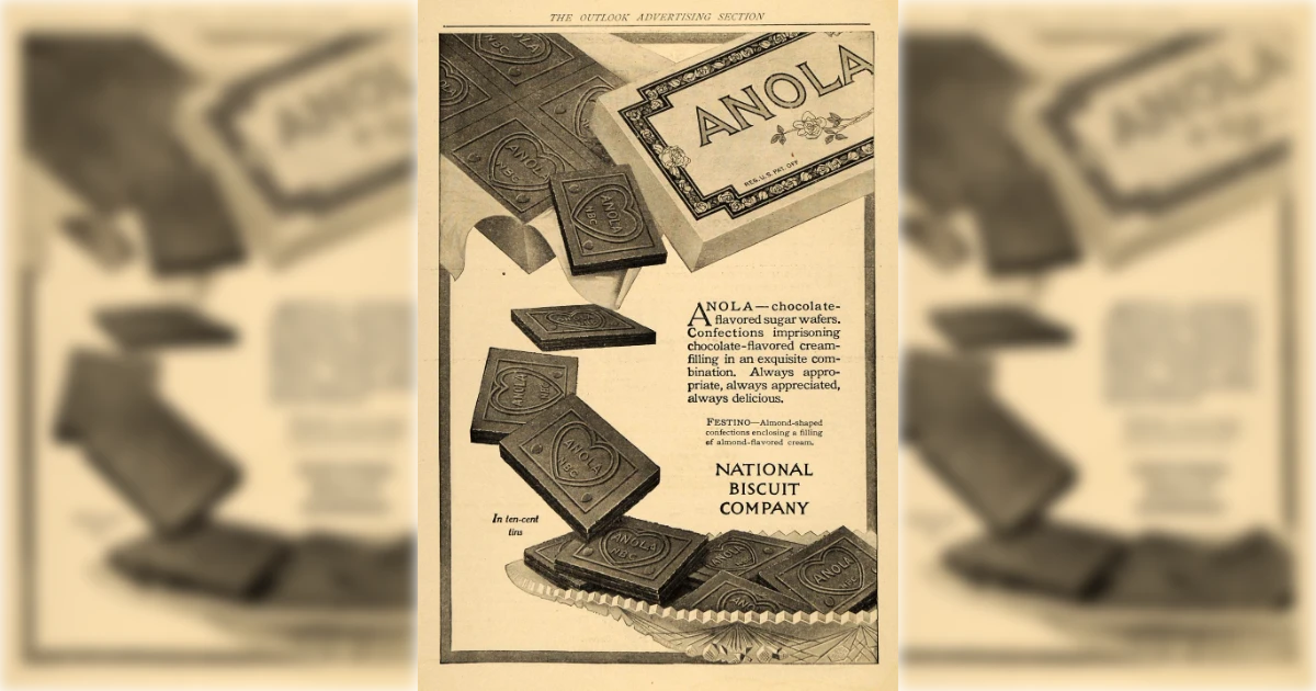 National Biscuit Company Anola Wafers vintage National Biscuit Company magazine ad with chocolate wafers