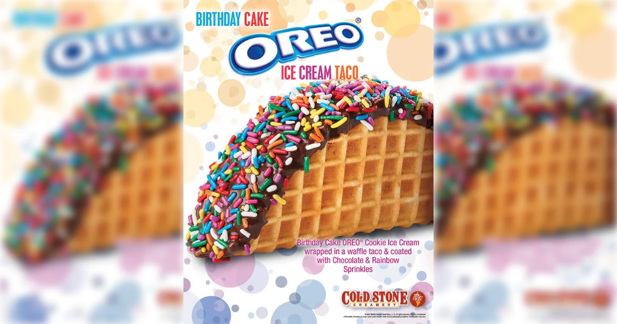 Cold Stone / Nabisco Birthday Cake OREO Cookie Ice Cream Taco