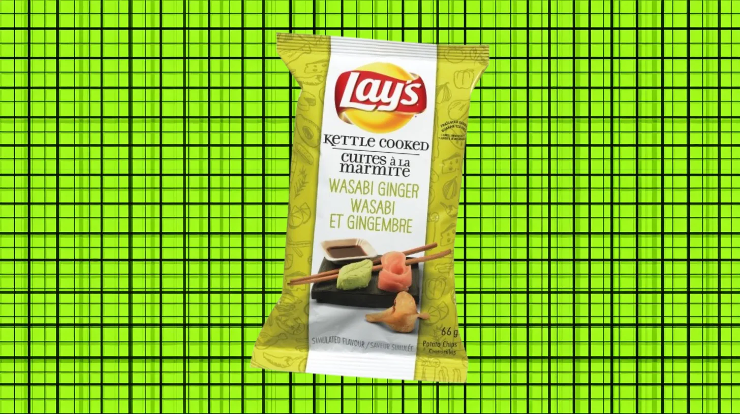 Lay’s Kettle Cooked Wasabi Ginger potato chips bag