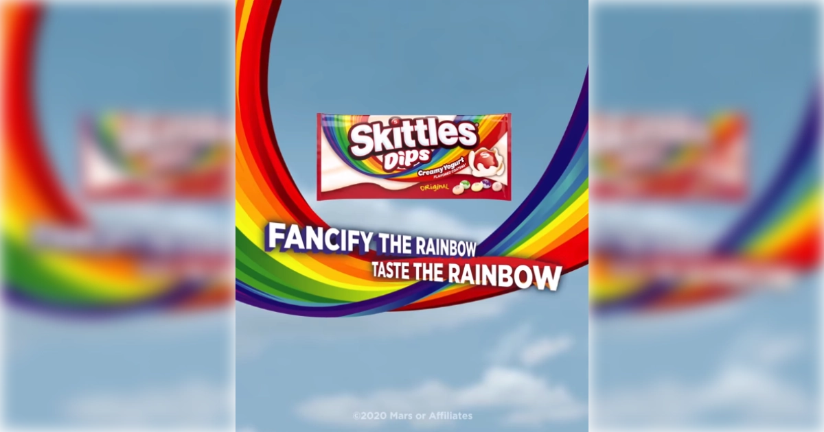 Mars, Inc Skittles Dips creamy yogurt pack in Fancify the Rainbow ad