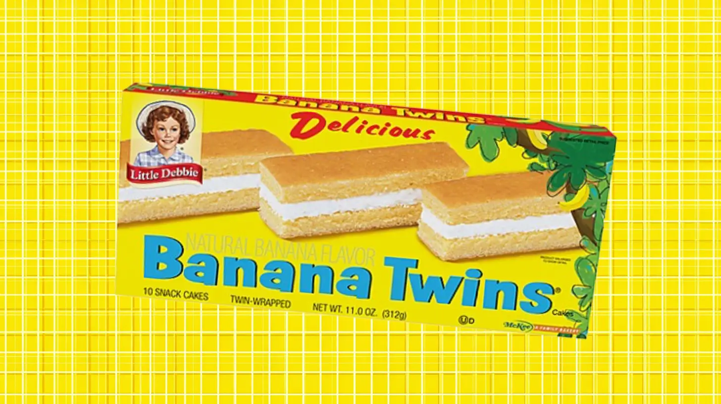 McKee Foods Little Debbie Banana Twins box with cream-filled sponge cakes