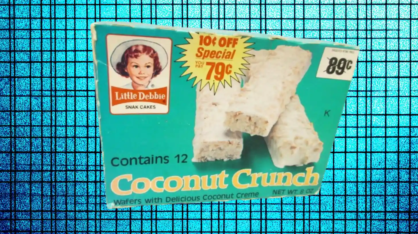 McKee Foods Vintage Little Debbie Coconut Crunch box with coconut creme wafers
