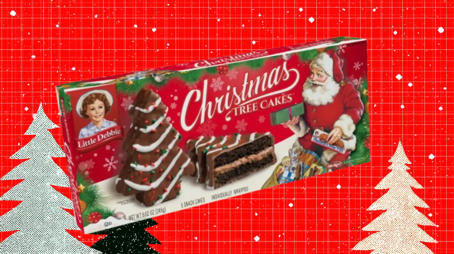 McKee Foods Little Debbie Chocolate Christmas Tree Cakes box with Santa artwork