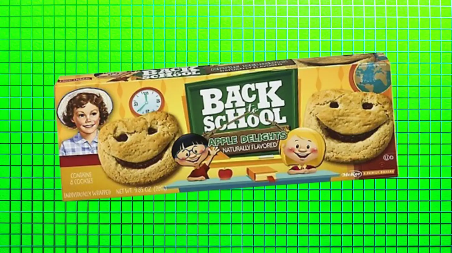 McKee Foods Little Debbie Apple Delights Back to School box with smiley face cookies