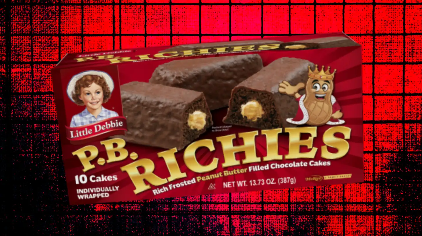 McKee Foods Little Debbie P.B. Richies box with peanut butter filled chocolate cakes