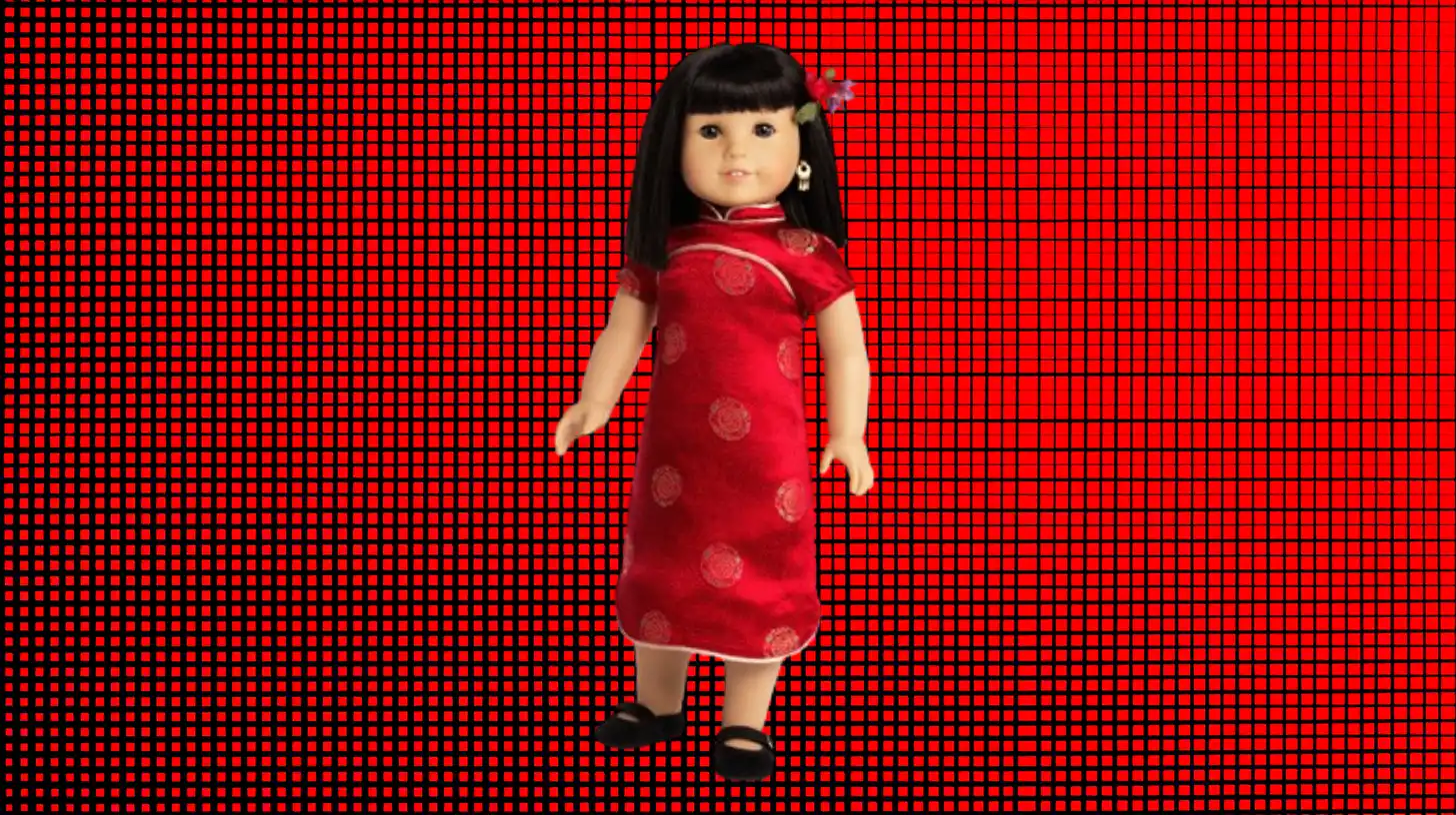 Mattel Ivy Ling American Girl doll in red silk cheongsam dress