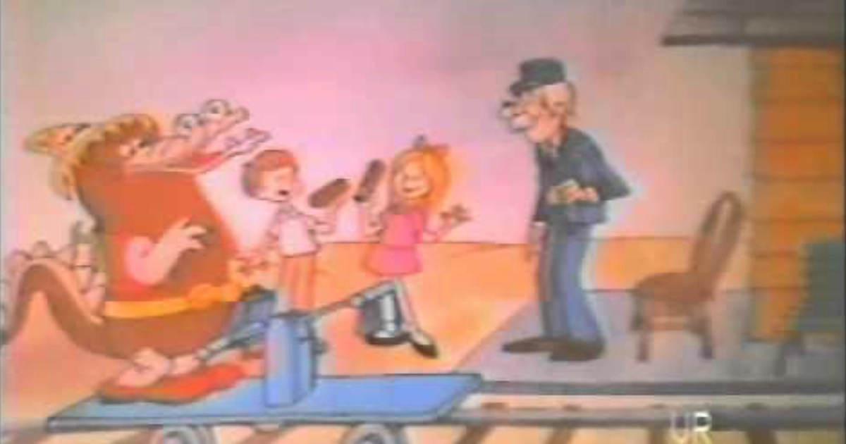 Hostess Animated Chocodiles commercial still with kids holding chocolate snack cakes