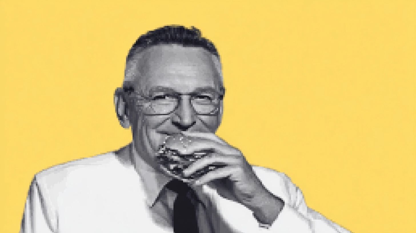 Man in glasses eating a hamburger © History Oasis Elderly man in glasses and a black tie biting a hamburger