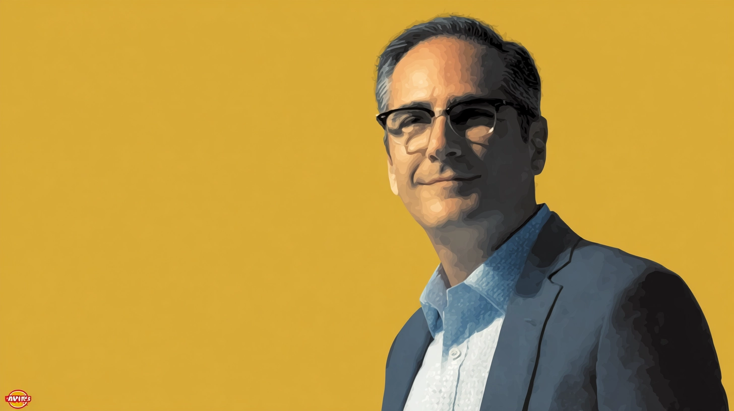 Man in glasses and a blazer © History Oasis Man in glasses and a blazer on a gold background