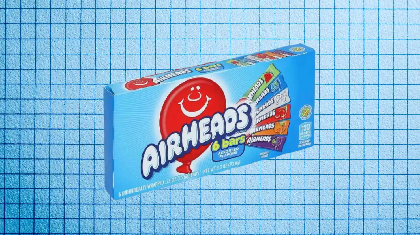 Airheads six-bar assorted flavors theater box in blue packaging