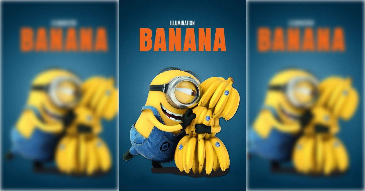 Illumination Minions poster of a Minion hugging bunches of bananas
