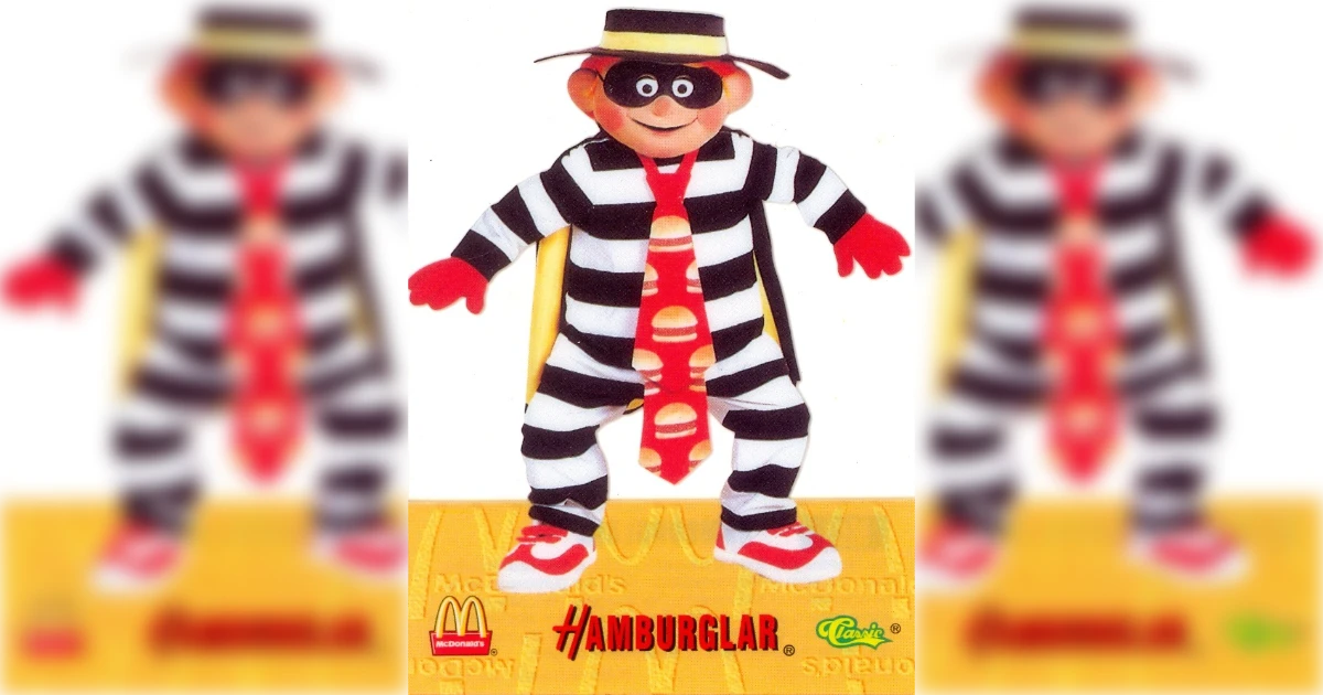 Hamburglar character art from the McDonaldland cast — McDonald's The Hamburglar in his black-and-white striped prison suit, red tie and wide-brimmed hat
