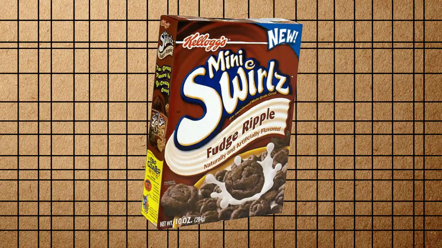 Kellogg's Mini Swirlz Fudge Ripple cereal box