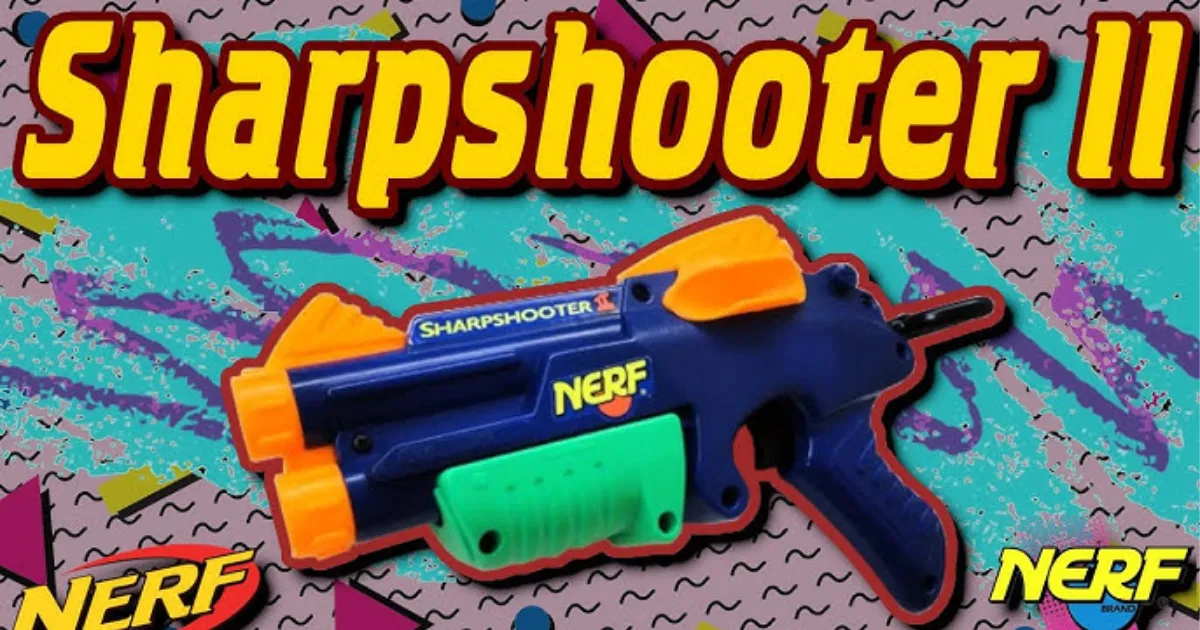 Hasbro Nerf Sharpshooter II blue and orange dart blaster with green grip