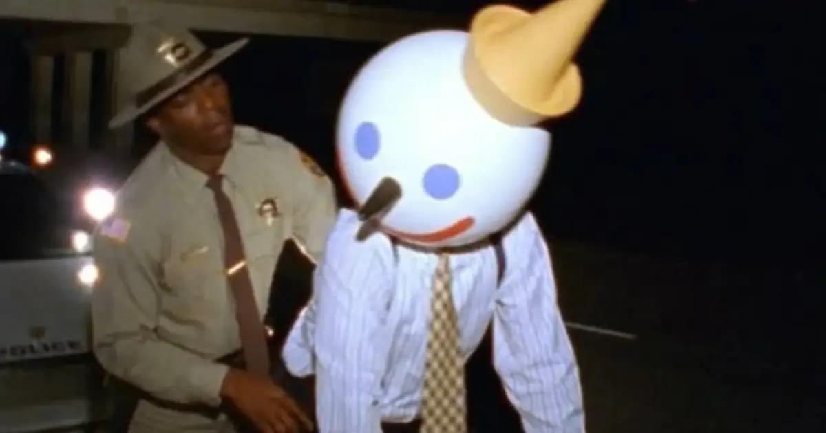 The Visitor: Jack’s COPS parody — Jack in the Box Jack Box mascot with police officer in COPS parody commercial