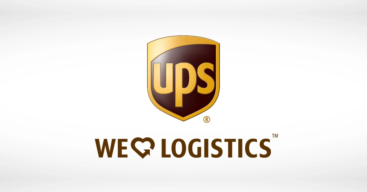 UPS UPS shield logo above the We Love Logistics slogan