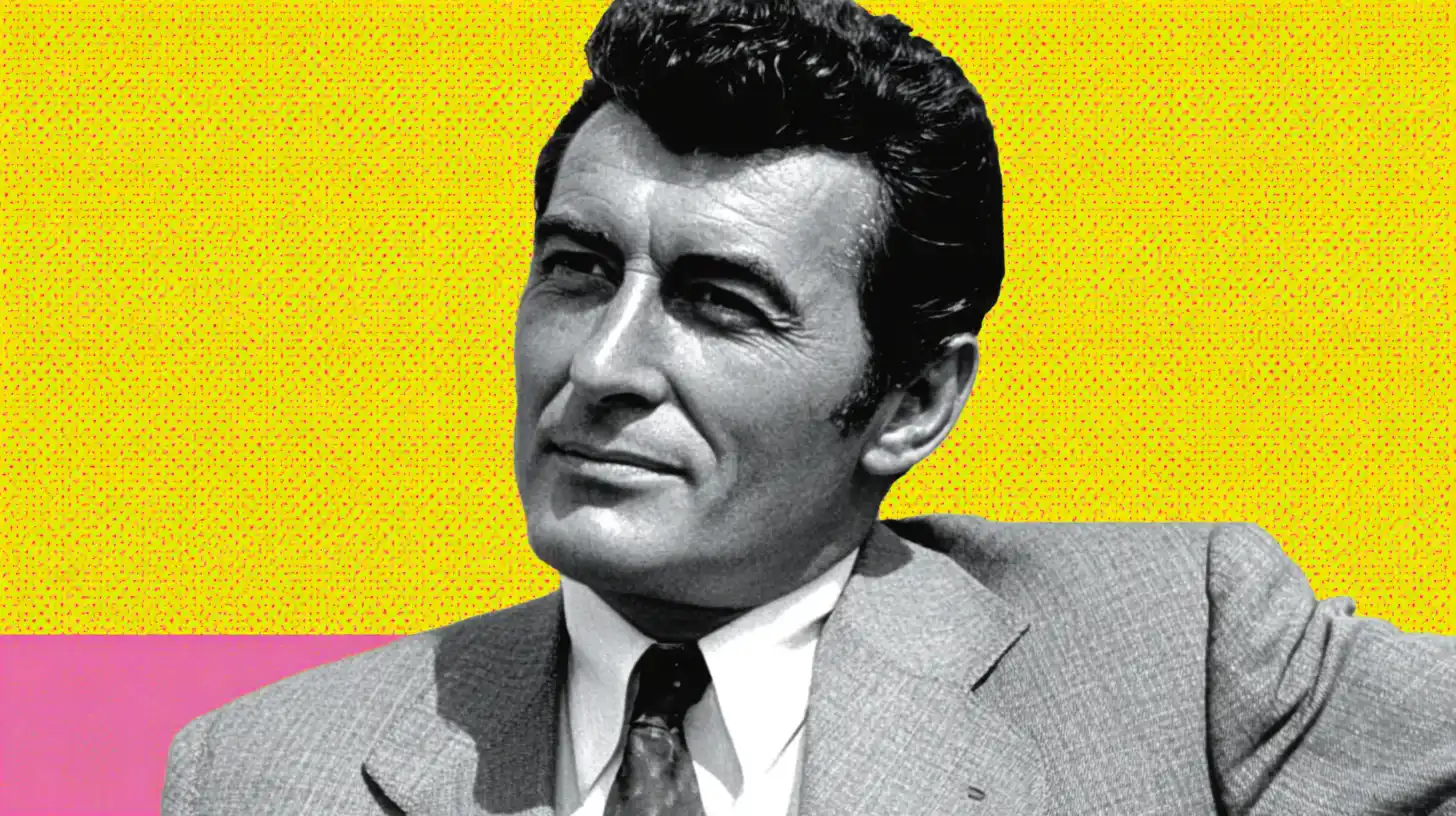 Ferruccio Lamborghini portrait © History Oasis Ferruccio Lamborghini portrait in grey suit and tie on yellow halftone