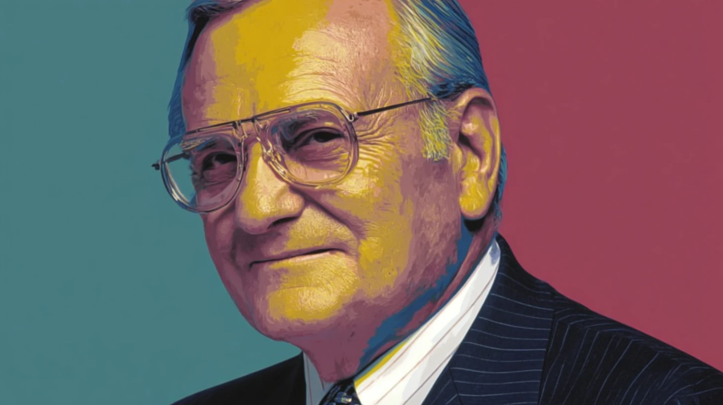 Lee Iacocca © History Oasis Lee Iacocca portrait in aviator glasses and a navy pinstripe suit