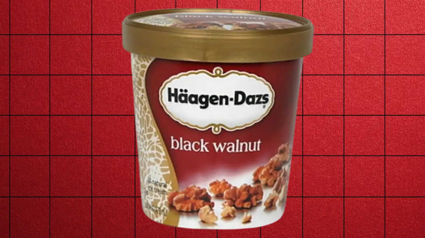 Häagen-Dazs black walnut ice cream pint with gold lid