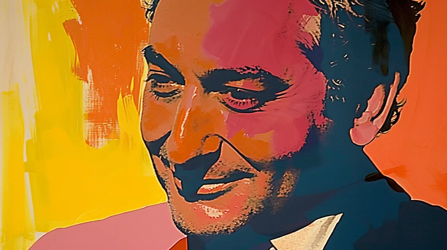 Sandy Weill © History Oasis Sandy Weill smiling in a colorful pop-art painted portrait