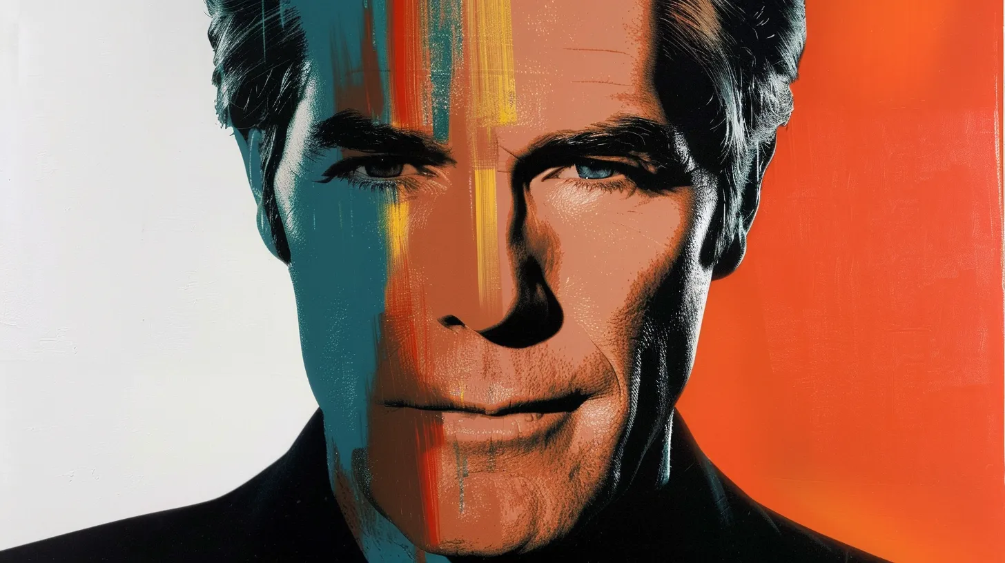 Pop-art painted portrait of a gray-haired executive with colored brushstrokes