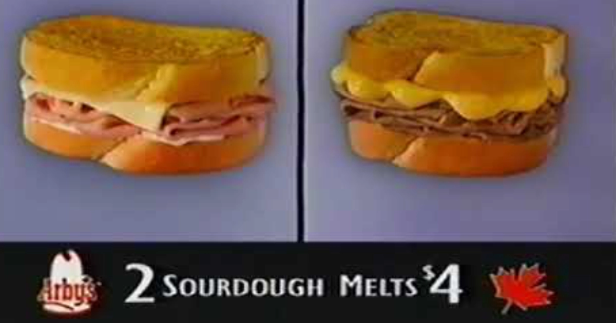 Arby’s TV commercial still advertising two Sourdough Melts for $4