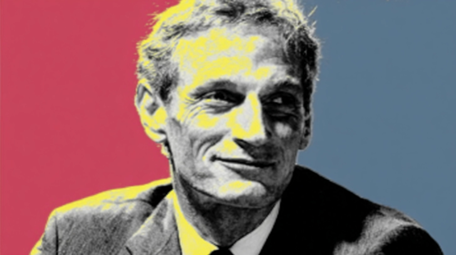 Robert Noyce portrait, smiling man in a gray suit