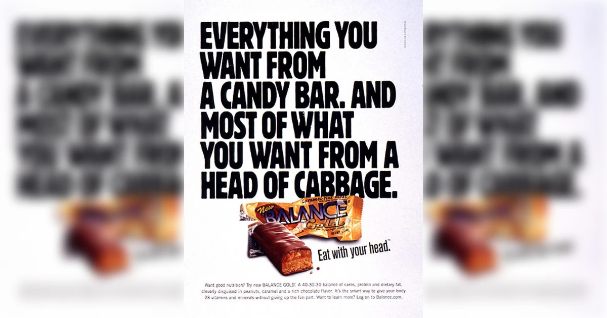 Balance Balance Gold bar print magazine ad with cabbage headline