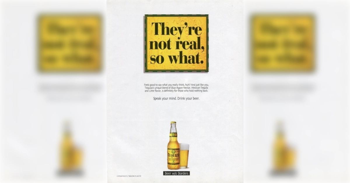 Anheuser-Busch Tequiza magazine ad showing beer bottle and poured glass