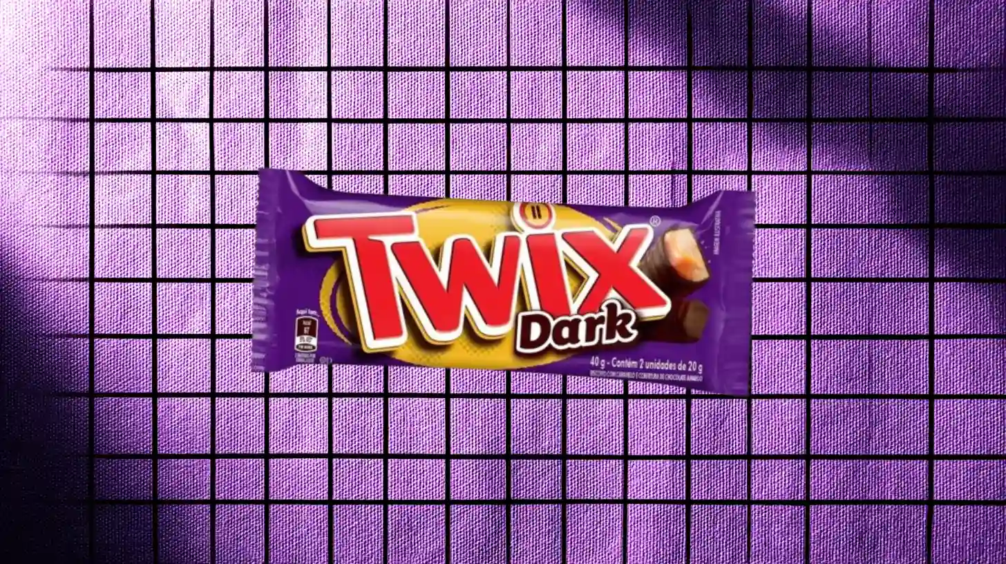 Mars, Inc. Twix Dark chocolate bar in a purple and gold wrapper